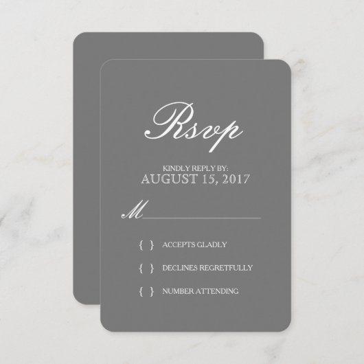 Carte RSVP de mariage pour typographie simple et é (Devant / Derrière)