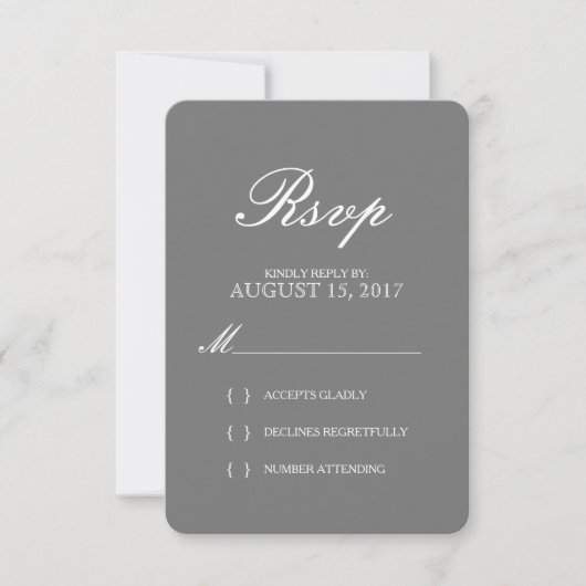 Carte RSVP de mariage pour typographie simple et é (Devant)