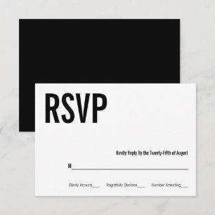 Carte RSVP de mariage pour typographie simple et m