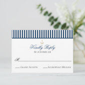 Carte RSVP de mariage Preppy Nautical Navy (Debout devant)