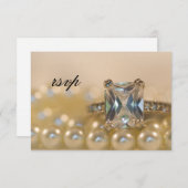 Carte RSVP de mariage Princess Diamond Ring et Pea (Devant / Derrière)