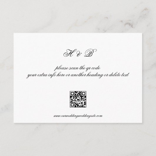 Carte RSVP de mariage QR en noir et blanc (Dos)