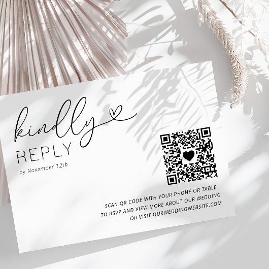 Carte RSVP de mariage QR moderne