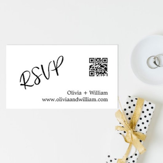 Carte RSVP de mariage QR moderne