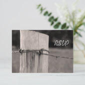 Carte RSVP de mariage Ranch Post-Pays de clôture r (Debout devant)