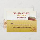 Carte RSVP de mariage Red Barn (Devant / Derrière)