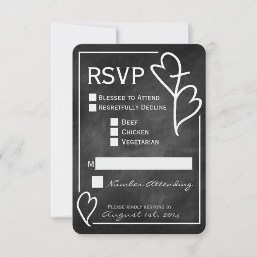 Carte RSVP de mariage religieux croisé de deux coe (Devant)