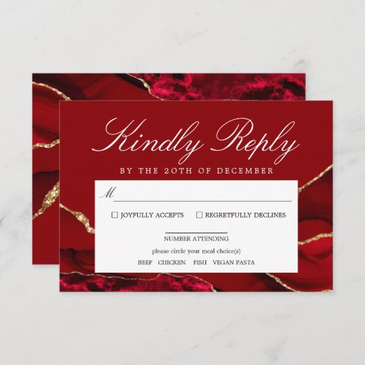 Carte RSVP de mariage romantique et d'âge or (Devant / Derrière)