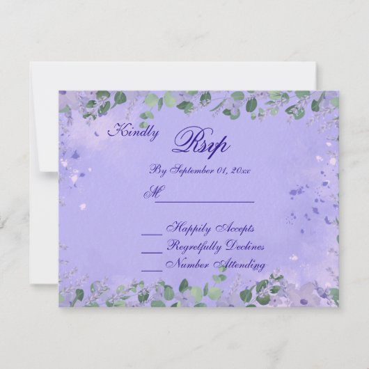 Carte RSVP de mariage romantique violet floral (Devant)