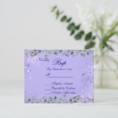 Carte RSVP de mariage romantique violet floral (Debout devant)