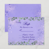 Carte RSVP de mariage romantique violet floral (Devant / Derrière)