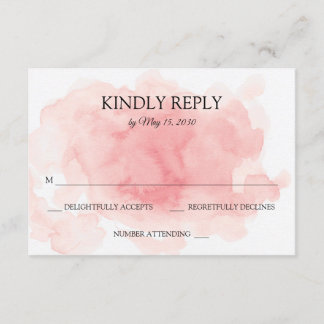 Carte RSVP de mariage rose