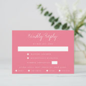 Carte RSVP de mariage rose (Debout devant)