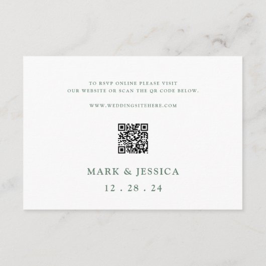 Carte RSVP de mariage rose blanc (Dos)
