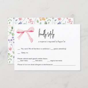 Carte RSVP de mariage rose Bow floral