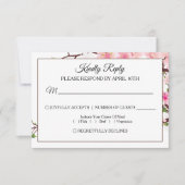 Carte RSVP de mariage rose cerise en fleurs (Devant)