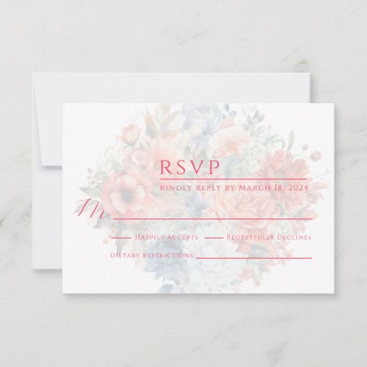 Carte RSVP de mariage rose chaud (Devant)