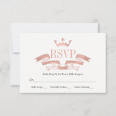 Carte RSVP de mariage Rose classique Gold Crest (Devant)