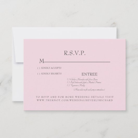 Carte RSVP de mariage Rose couleur rose (Devant)
