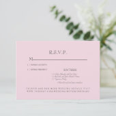 Carte RSVP de mariage Rose couleur rose (Debout devant)
