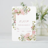 Carte RSVP de mariage Rose d'aquarelle (Debout devant)