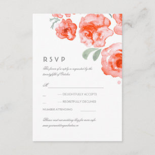 Carte RSVP de mariage Rose d'aquarelle de corail
