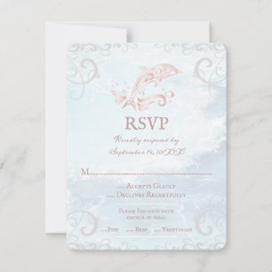 Carte RSVP de mariage rose dauphin