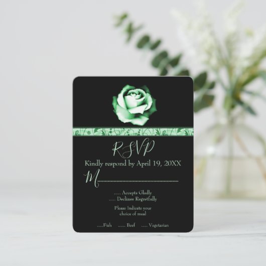 Carte RSVP de mariage Rose Emerald (Debout devant)