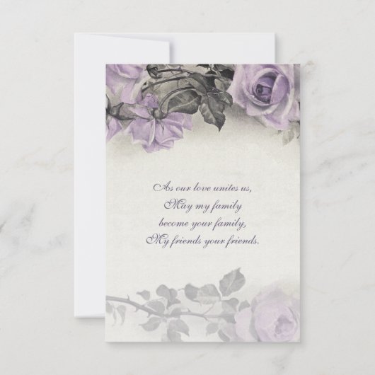 Carte RSVP de mariage Rose en argent sterling (Dos)
