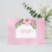 Carte RSVP de mariage rose et vert orchidée (Debout devant)