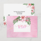 Carte RSVP de mariage rose et vert orchidée (Devant / Derrière)