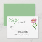Carte RSVP de mariage rose Fleur (Devant / Derrière)