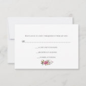 Carte RSVP de mariage rose floral (Dos)