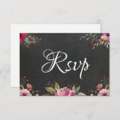 Carte RSVP de mariage rose floral (Devant / Derrière)
