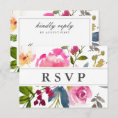 Carte RSVP de mariage rose floral avec options de (Devant / Derrière)