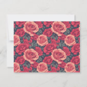 Carte Rsvp de mariage Rose floral mignonne (Dos)