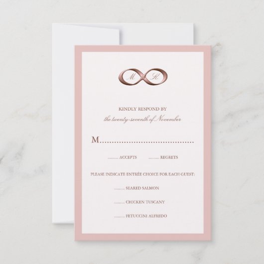 Carte RSVP de mariage rose Gold Infinity Hand Clas (Devant)