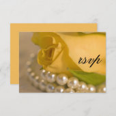 Carte RSVP de mariage rose jaune et perles blanche (Devant / Derrière)