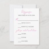 Carte RSVP de mariage rose minimaliste (Devant)