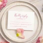 Carte RSVP de mariage rose minimum
