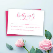 Carte RSVP de mariage rose minimum
