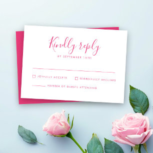 Carte RSVP de mariage rose minimum