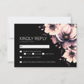 Carte RSVP de mariage rose noir (Devant)