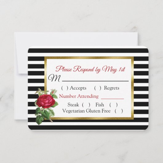 Carte RSVP de mariage Rose noir et blanc de Bourgo (Devant)