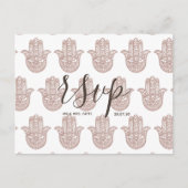 Carte Rsvp de mariage rose or Indien mariage (Devant)