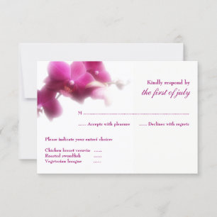 Carte RSVP de mariage rose orchidée