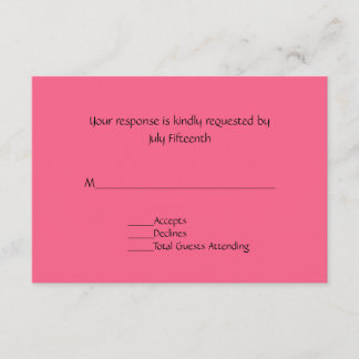 Carte RSVP de mariage rose pâle