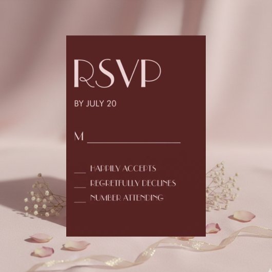 Carte rsvp de mariage rose pâle