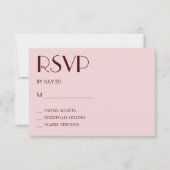 Carte rsvp de mariage rose pâle (Devant)