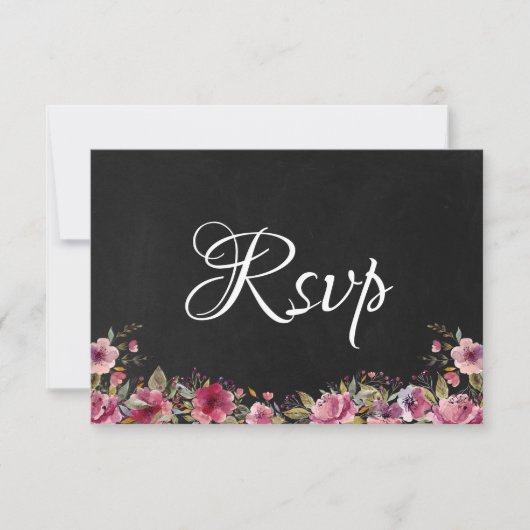 Carte Rsvp de mariage rose rose floral (Devant)